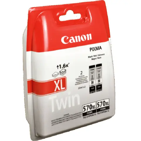 Zestaw dwóch tuszy Canon PGI-570PGBK XL Black do drukarek (Oryginalny) [2x22ml]